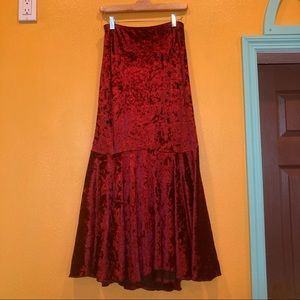 Red/Maroon Velvet Mermaid skirt by Geisha Moth